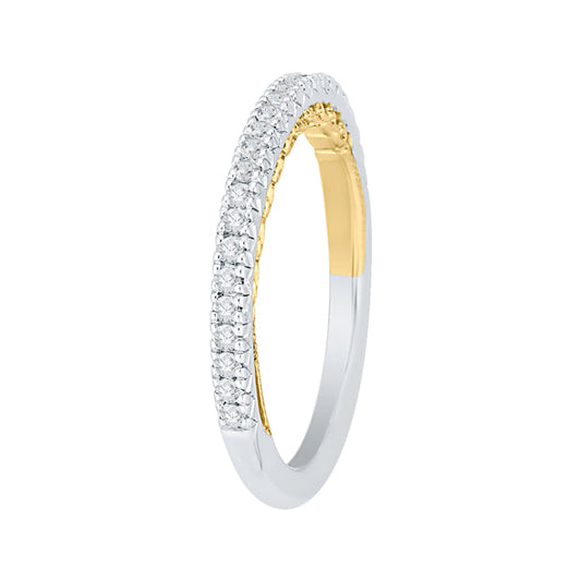 18K Two-Tone Gold Round Diamond Wedding Band