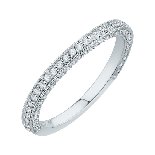 18K White Gold Round Diamond Wedding Band