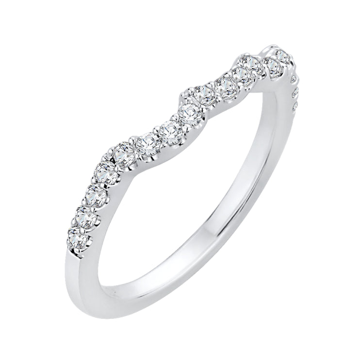 14K White Gold Round Diamond Half-Eternity Wedding Band