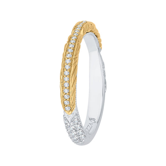 18K Two-Tone Gold Round Diamond Wedding Band