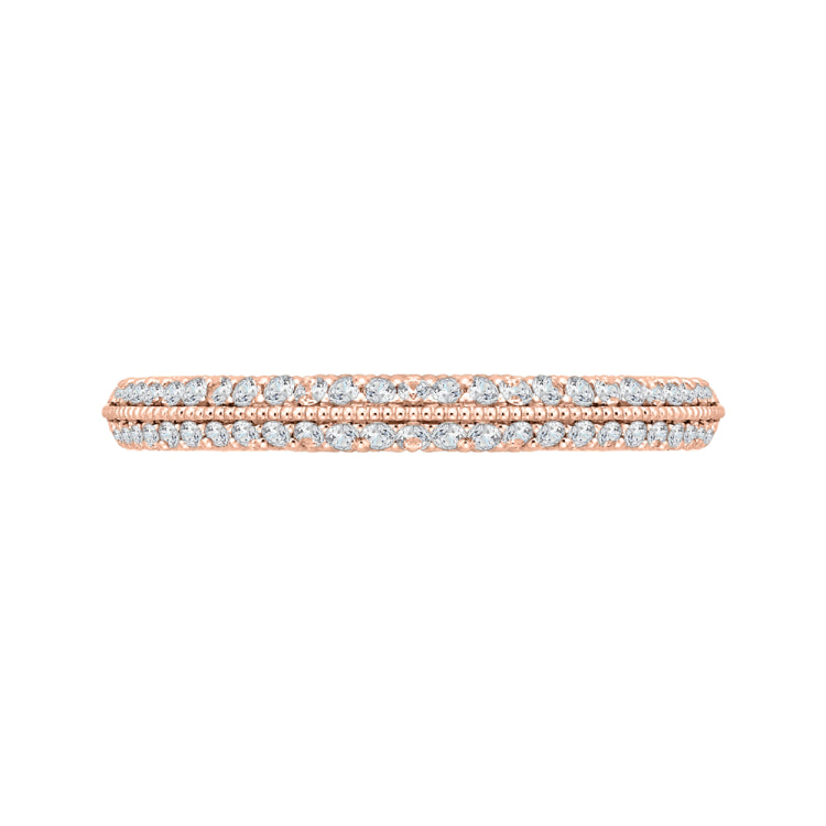 14K Rose Gold Round Diamond Half-Eternity Wedding Band