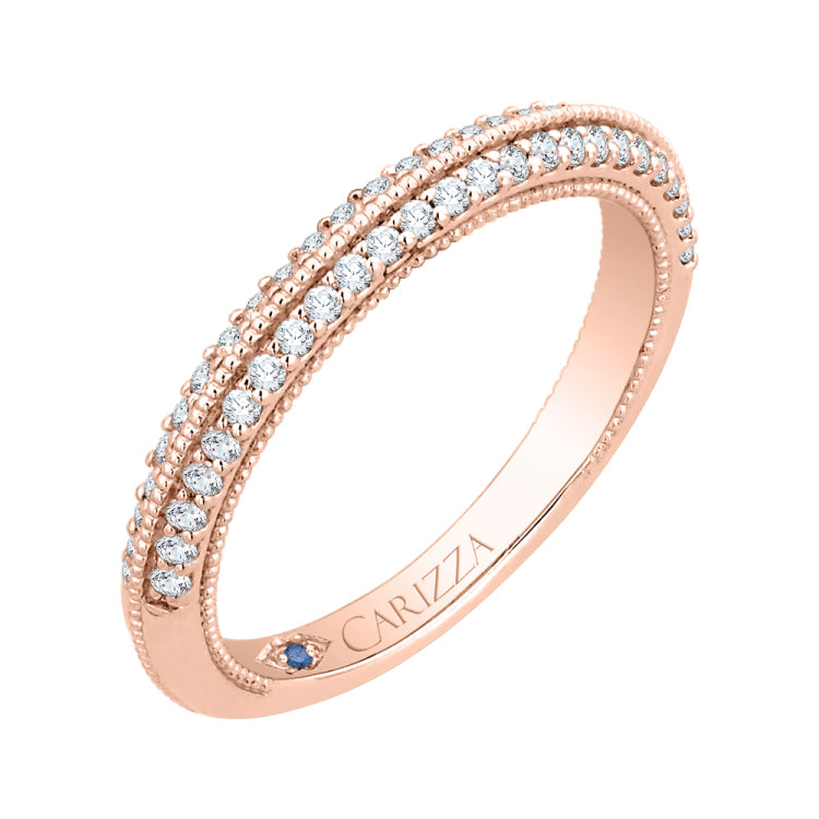 14K Rose Gold Round Diamond Half-Eternity Wedding Band