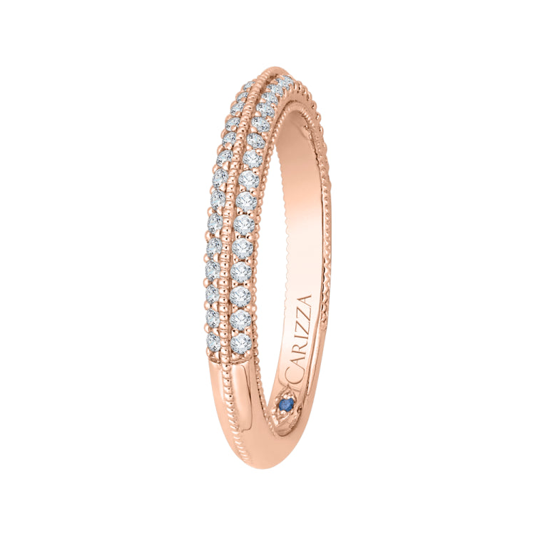 14K Rose Gold Round Diamond Half-Eternity Wedding Band