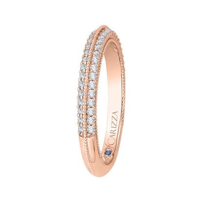 14K Rose Gold Round Diamond Half-Eternity Wedding Band