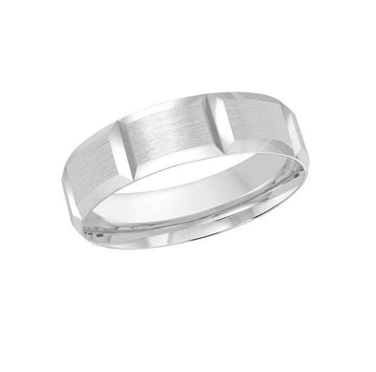 10kt White Gold 6mm Brick Detail Wedding Band