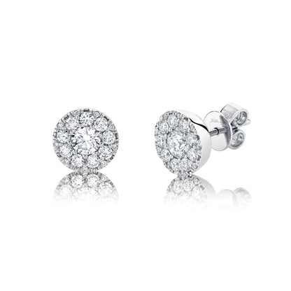 0.24CT-CTR(ROUND) 0.26CT-SIDE DIAMOND CLUSTER EARRING