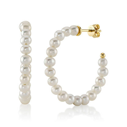 CULTURED PEARL HOOP EARRING