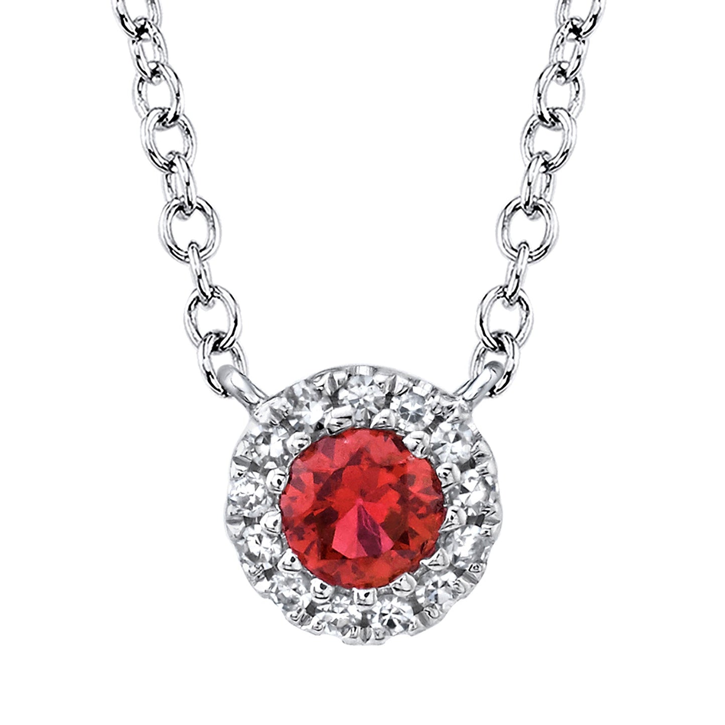 0.04CT DIAMOND & 0.14CT RUBY NECKLACE