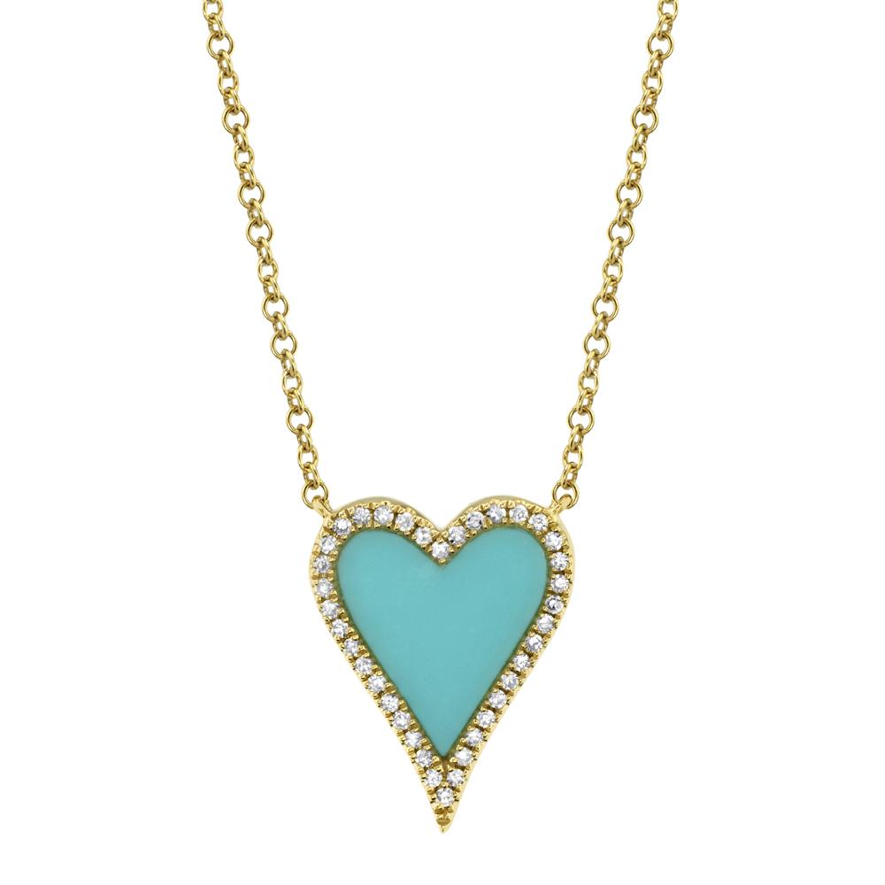 0.09CT DIAMOND & 0.69CT COMPOSITE TURQUOISE HEART NECKLACE