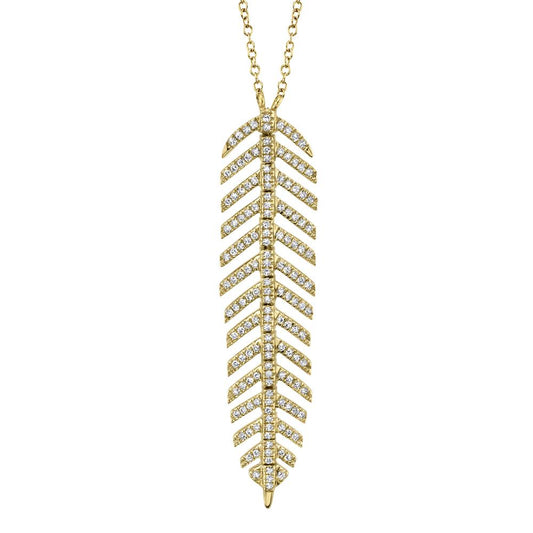 0.29CT DIAMOND 'Phoenix' FEATHER Pendant NECKLACE