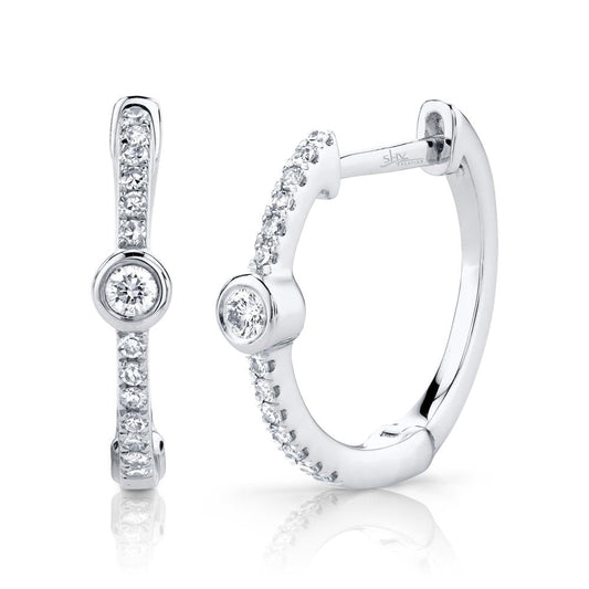 0.13CT DIAMOND BEZEL HOOP EARRING