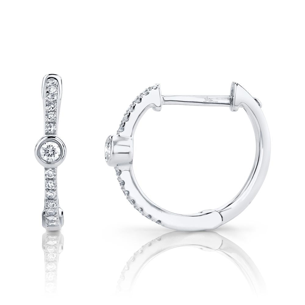 0.13CT DIAMOND BEZEL HOOP EARRING