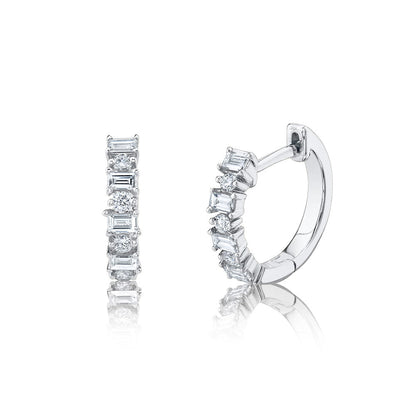 0.42CT DIAMOND BAGUETTE HUGGIE EARRING