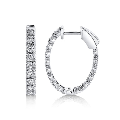 0.90CT DIAMOND OVAL HOOP EARRING