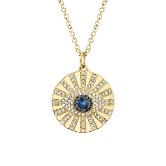 0.23CT BLACK & WHITE DIAMOND & 0.15CT BLUE SAPPHIRE EYE NECKLACE