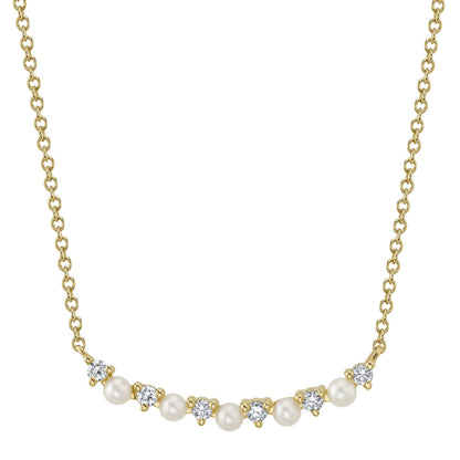 0.12CT DIAMOND & CULTURED PEARL NECKLACE